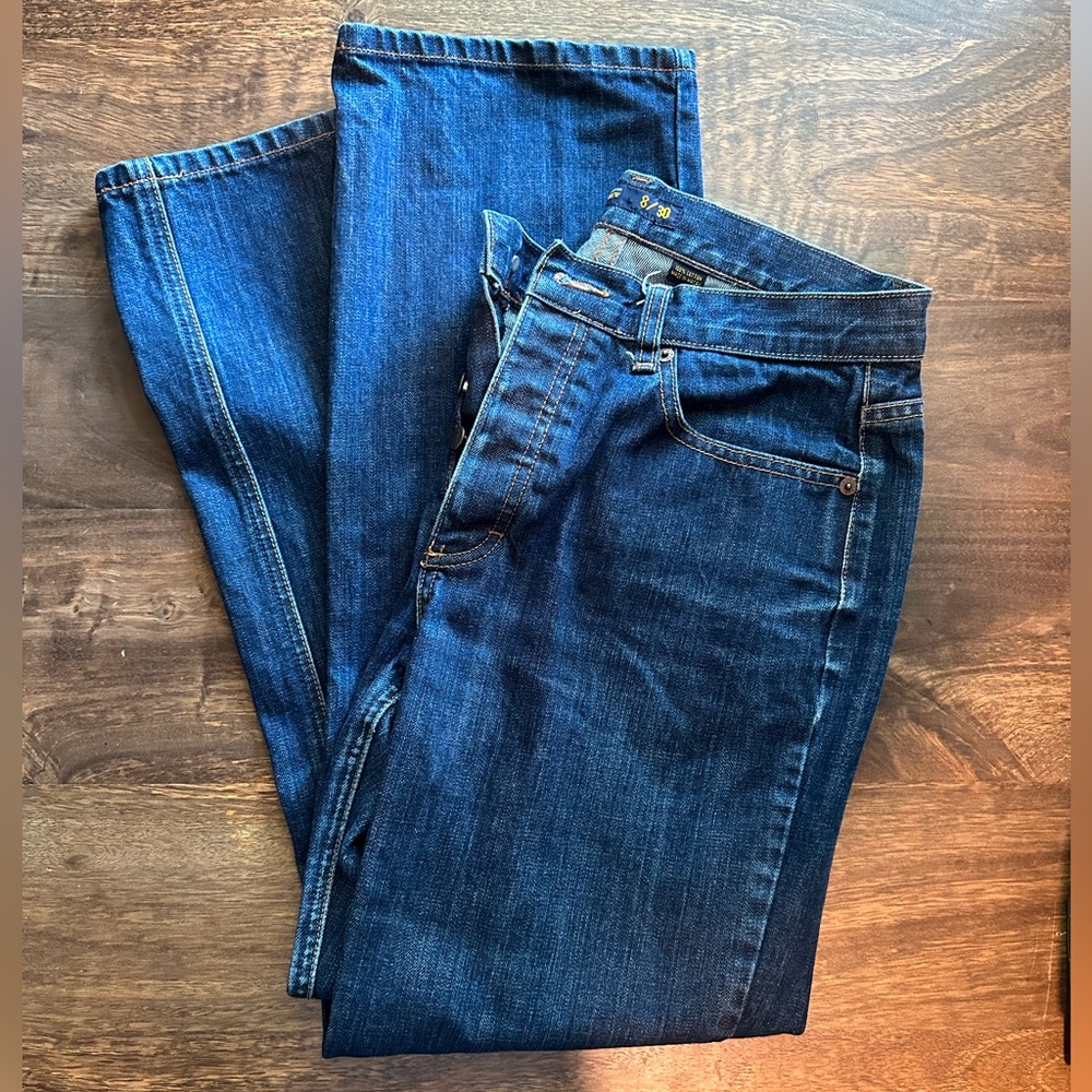 J. Crew Womens Jeans HIgh Rise Straight Leg Denim Multi Button Dark Wash 8/30